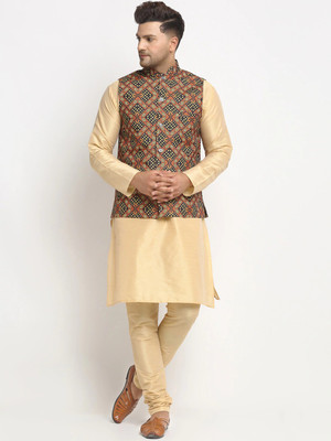kaifoo Men Kurta Churidar Ethnic Jacket Set