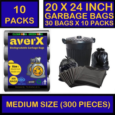 BRUZZLINE Biodegradable Black Garbage Bag - 20x24 inches (Pack of 4, 120 Pieces, Medium) Medium 20 L Garbage Bag  Pack Of 120(120Bag )