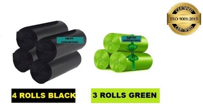 Vruta Combo pack 4 GREEN & 3 BLACK 19 X 21/ 7 ROLLS Garbage bags. Medium 15 L Garbage Bag  Pack Of 210(210Bag )