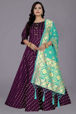 VM TEJANI Anarkali Gown(Purple, Light Blue)