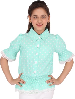 Cutecumber Girls Casual Polyester Top(Green, Pack of 1)