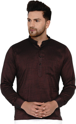JIHUZUR Men Solid Straight Kurta(Maroon)