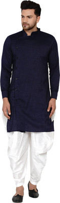 JIHUZUR Men Solid Straight Kurta(Blue)