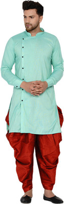 JIHUZUR Men Solid Straight Kurta(Green)