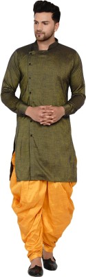 JIHUZUR Men Solid Straight Kurta(Green)