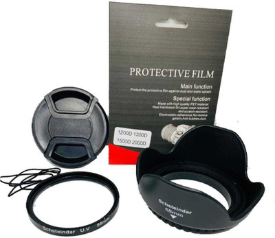 Schsteindar COMBO For Canon EOS 1200D,1300D,1500D , 2000D for 18-55MM Lens 55-250MM  Lens Hood(58 mm, Black)