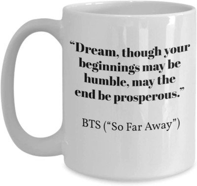 craft maniacs BTS SO FAR AWAY LINE 350 ML MUG FOR COFFEE/TEA | OFFICIALLY LICENSED BTS MERCH Ceramic Coffee Mug(350 ml)