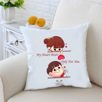 GIFT JAIPUR Polyester Fibre Toons & Characters Cushion Pack of 1(White)