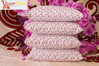 Hi Super Store Polyester Fibre Floral Sleeping Pillow Pack of 4(Pink)