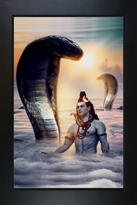 RV SALES Lord Shiva Photo Frame with Nice Painting for Wall Hanging and Pooja Room Religious Frame