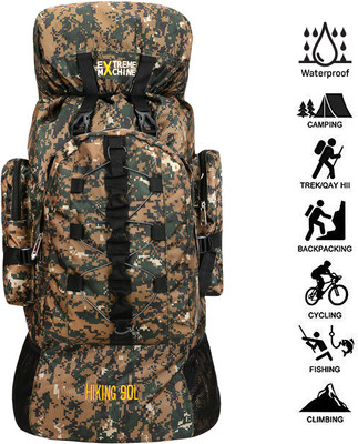 Extreme Machine Waterproof Army Print Polyester Detachable 2 In 1 Bag With Rain Cover Rucksack  - 90 L(Multicolor)