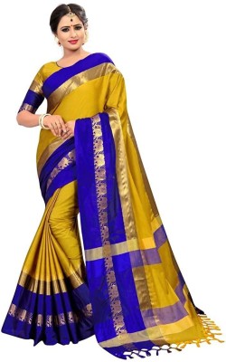 Fab Silk Woven Dharmavaram Cotton Silk Saree(Mustard)