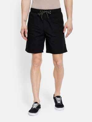 Octave Solid Men Black Basic Shorts