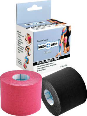 Medigrip Kinesiology Injury Athletic Sports Tape 5 cm X 5 m (Pack of 2) Black Pink Kinesiology Tape(Black, Pink)