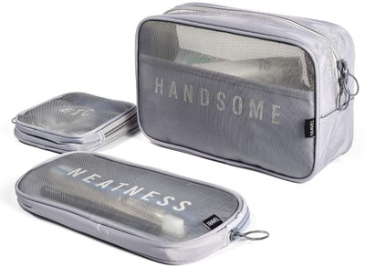 HOUSE OF QUIRK Set 3 Pieces Travel Cosmetic And Toiletry Kit Organizer Bag 3 Pack Of S M L Travel Toiletry Kit(Grey)