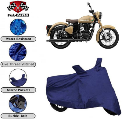 FabAuto Waterproof Two Wheeler Cover for Royal Enfield(Classic 350 Signals, Blue)