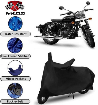 FabAuto Waterproof Two Wheeler Cover for Royal Enfield(Classic 350, Black)