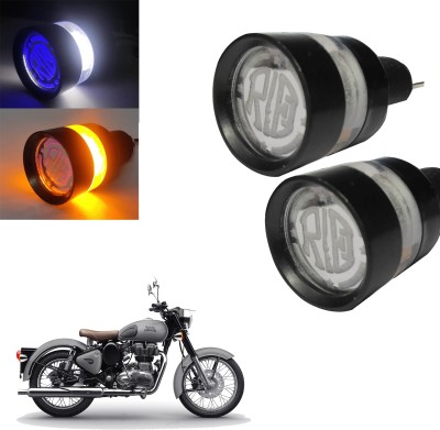 Vagary BULLET-HANDLE-WHT-BLU-ORG-010 Indicator Light Motorbike LED for Royal Enfield (12 V, 24 W)(All Royal Enfield Models, Pack of 2)