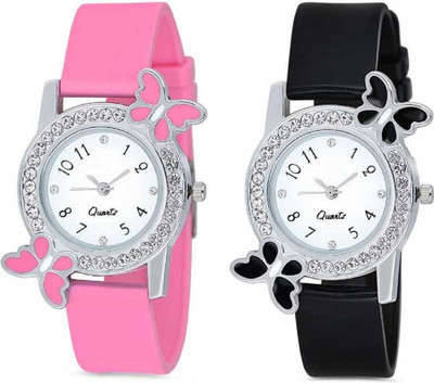 Razyloo R-063 New Attractive Color Studded Dial Beautiful Butterfly Analog Watch - For Girls