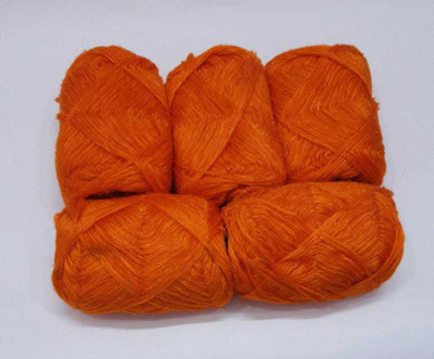 M H N CREATION SUPER SOFT ORIGINAL 3 PLY KNITTING WOOL ORANGE COLOR ( SET OF 5 )