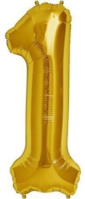 HK balloons Solid 16 Inch Number One Foil Toy Balloons - (Gold) (Golden-Number-1) Balloon(Gold, Pack of 1)