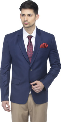 FAVOROSKI Solid Single Breasted Party Men Blazer(Blue)