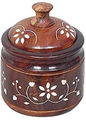 INDIAN WOOD ARTS Wooden Storage Bowl Beautiful Sheesham Wooden Bowl with lid(Pack of 1, Brown)