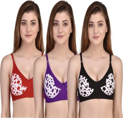 Mate Women T-Shirt Non Padded Bra(Multicolor)