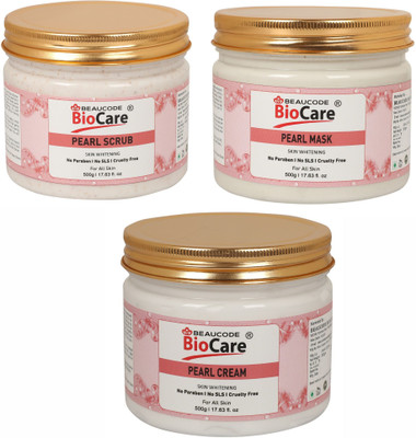 BEAUCODE BioCare Pearl Face & Body Mask and Scrub and Cream Pack of-3 (500g)(3 Items in the set)
