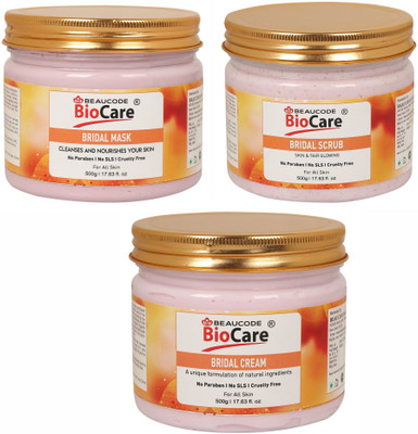 BEAUCODE BioCare Bridal Face & Body Mask and Scrub and Cream Pack of-3 (500g)(3 Items in the set)