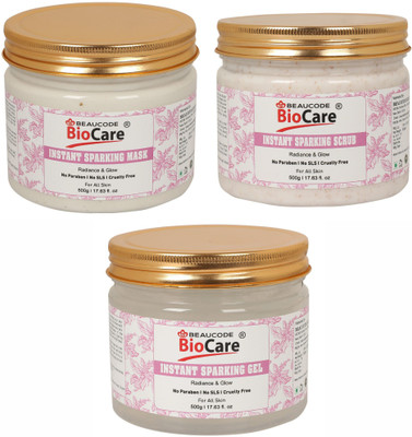 BEAUCODE BioCare Instant Sparking Facial Kit Scrub-Mask-Gel(3 x 500 ml)
