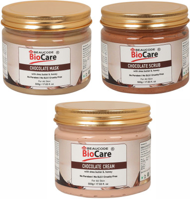 BEAUCODE BioCare Chocolate Face & Body Mask and Scrub and Cream Pack of-3 (500g)(3 Items in the set)