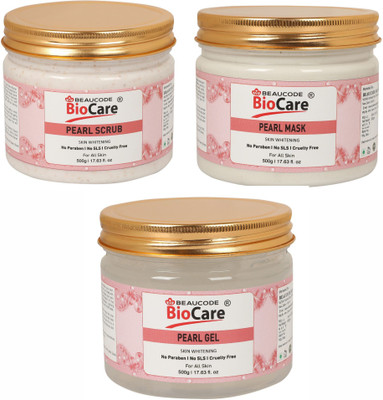 BEAUCODE BioCare Pearl Face & Body Mask and Scrub and Gel Pack of-3 (500g)(3 Items in the set)