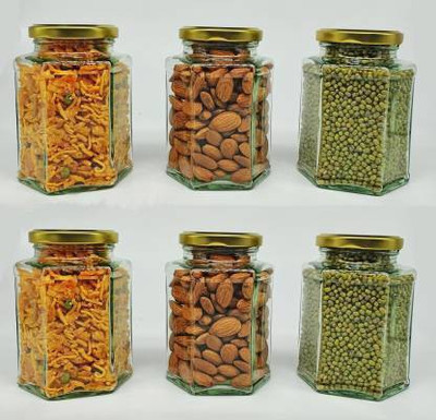 Avastro Glass Grocery Container  - 400 ml(Pack of 6, Clear)