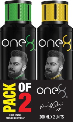 one8 by Virat Kohli Set Of 2 Deos ( Fresh + Pure) Perfume Body Spray  -  For Men(400 ml, Pack of 2)