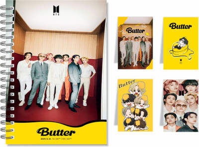 craft maniacs BTS BUTTER COLLECTION A5 Diary RULED 160 Pages(Multicolor, Pack of 5)