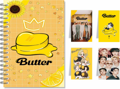 craft maniacs BTS BUTTER COLLECTION A5 Diary RULED 160 Pages(Multicolor, Pack of 5)