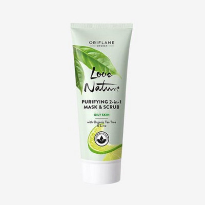 Oriflame Sweden Purifying 2-in-1 Mask & Scrub with Organic Tea Tree & Lime(75 g)
