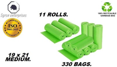 sgrsn enterprises GREEN 19x21 pack of 11 ( 330 BAGS.) oxo biodegradable, durable, Dustbin Bags / Waste & Recycling garbage bag kitchen/ office / house / school / collage/party ETC.dry waste, disposable,trash bags, Eco-Friendly ,waste management green Garbage Bags . Medium 13 L Garbage Bag  Pack Of 3