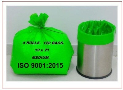 sgrsn enterprises GREEN 19x21 pack of 4 (120 BAGS.) oxo biodegradable, durable, Dustbin Bags / Waste & Recycling garbage bag kitchen/ office / house / school / collage/party ETC.dry waste, disposable,trash bags, Eco-Friendly ,waste management green Garbage Bags . Medium 13 L Garbage Bag  Pack Of 120