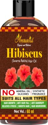 AMRUSOAL Hibiscus Hair Oil for Hair Regrowth for Men & Women - 60ml | Controls Hair fall & Dandruff | Anti Hair fall Oil with 13 Natural Oils Hair Oil(60 ml)