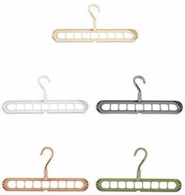 Gambit Wardrobe Space Saver Folding Hangers,Hangers for Clothes Wardrobe, Anti-Skid Plastic Magic Clothes Hanger - 360º Swivel Hook - 9-Holes Design Closet Organiser Hanger_Q5 Plastic Shirt Pack of 5 Hangers For  Shirt(Multicolor)