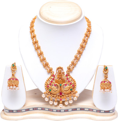 Swarajshop Alloy Gold-plated Green, Maroon Jewellery Set(Pack of 1)