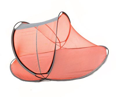 Aim Emporium Polyester Adults Washable Foldable Mosquito Net (Size: 210 x 110 x 90) High Quality of Net Sit-in Free standing with one Side Slidder Gate Mosquito Net(Orange, Tent)