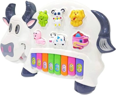 Haulsale Cow Shaped Musical Piano|3 Modes Animal Sounds,Flashing Lights,Amazing Music160(Multicolor)