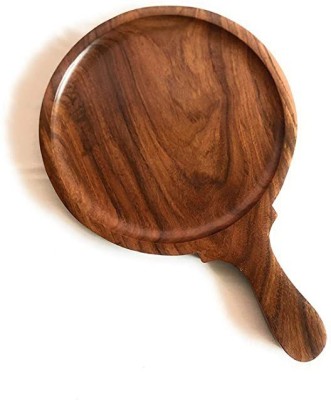 APEX ARTS Wood Round Pizza Platter/Pan/Bat/Snack Serving Plate Wood 8 inch Pizza Tray(Microwave Safe)