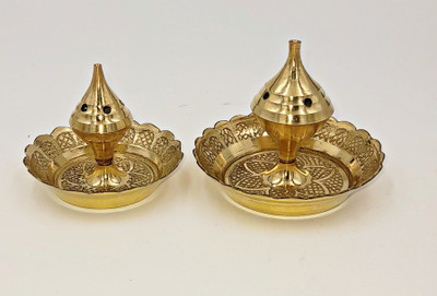 SHLINCO SHLINCO Brass Agarbatti Stand Incense Stick Holder Dhoop Dani for Home Decor - Set of 2 Brass(2 Pieces, Gold)