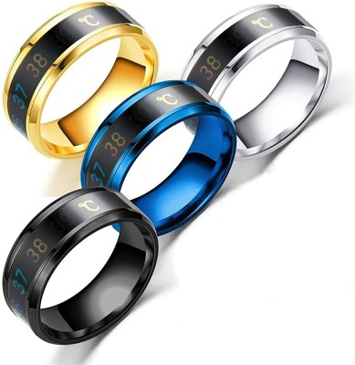 Karishma Kreations Trending Design Stainless Steel Intelligent Smart Boby Temperature Monitor Stainless Steel Ring Valentine gift Fashion Jewellery Collection propose Lovers Fancy Party wear Stylish latest design Heart Dragon king Couples Love Golden Black Blue Mens Style Thumb Smart Band Gold plate