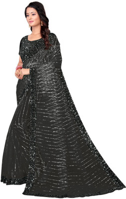 JP STORESS Embellished Bollywood Net Saree(Black)