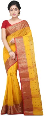 WoodenTant Woven Tant Pure Cotton Saree(Yellow)